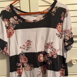 Floral and stripe t shirt